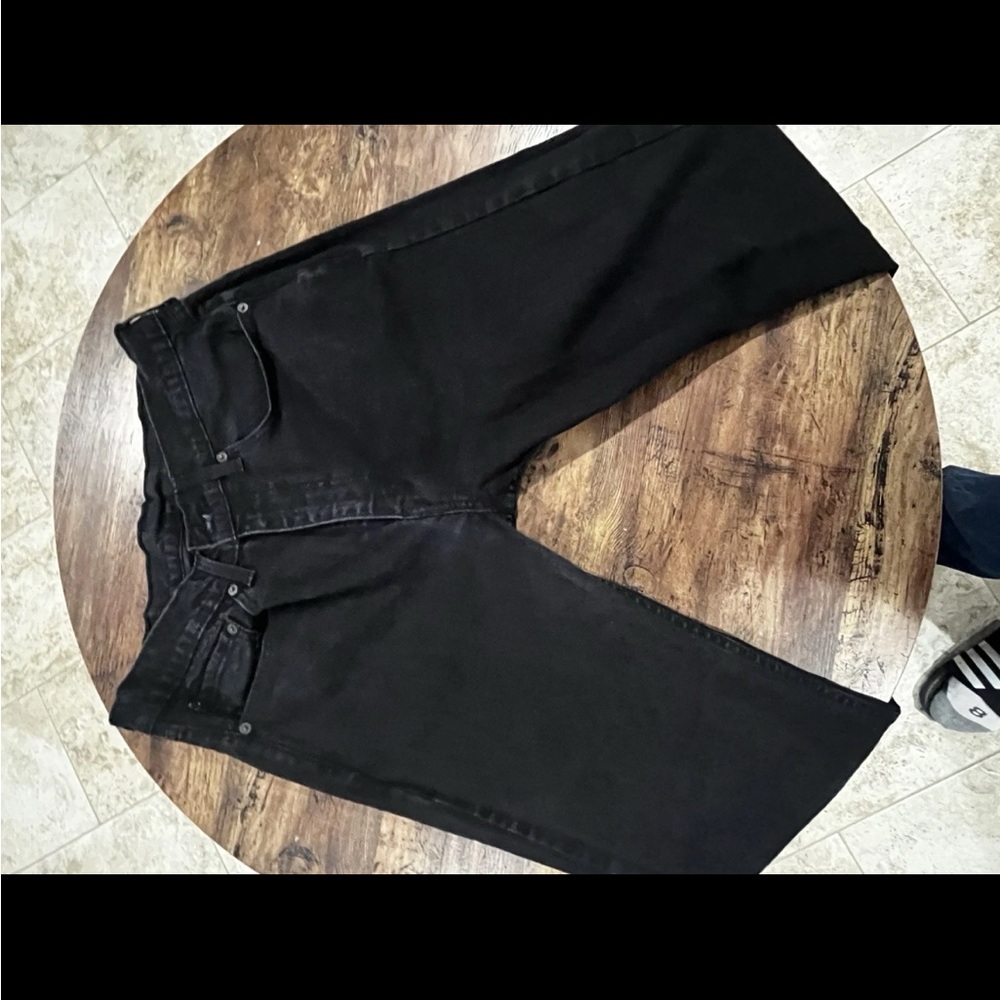 Levi's Straight Jeans Black Denim Cotton Logo Button Zip 5-Pocket Men